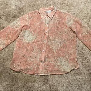 2pc Sheer Shirt  sz XL Pink & Ivory